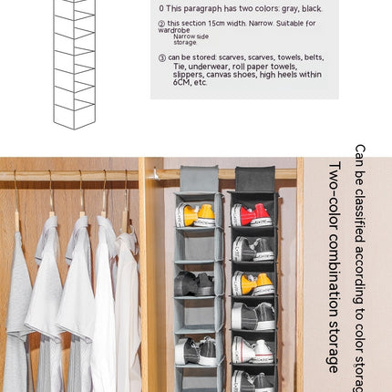 Hat Rack with Dust Shield and Side Pockets, 10 Shelf Hanging Closet Hat Shelf