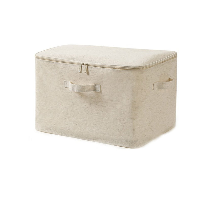 Stackable Storage Bins with Zip Lid with Handle Cotton Linen Fabric Collapsible Organizers