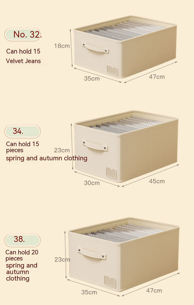 Open Storage Bins with Handle Clothes Organizer Container Linen Fabric Foldable Basket