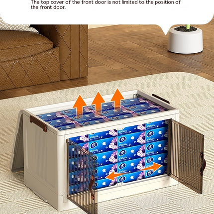 Stackable Cabinet Organizer with Caster Wheels and Lids ,Collapsible Storage with Double Door