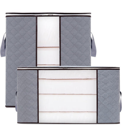 Home Quilt Storage Bag Foldable Non-Woven Transparent Window Handle Storage Bag