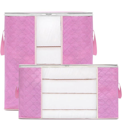 Home Quilt Storage Bag Foldable Non-Woven Transparent Window Handle Storage Bag