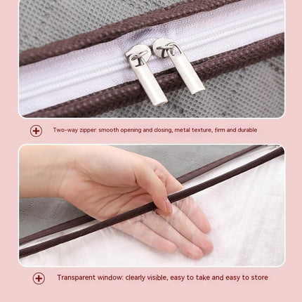 Home Quilt Storage Bag Foldable Non-Woven Transparent Window Handle Storage Bag