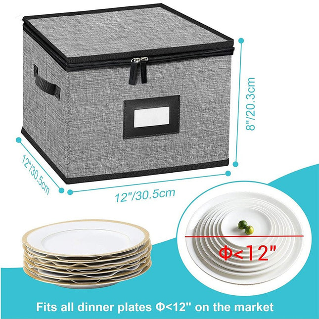Quilted Dish Storage Containers with Lid Hard Shell for Moving Transport, Stackable Plate Storage