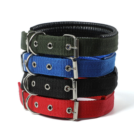 Adjustable Soft Padded Dog Collar with Metal Buckle, Belt Buckle Dog Collars