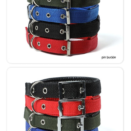Adjustable Soft Padded Dog Collar with Metal Buckle, Belt Buckle Dog Collars