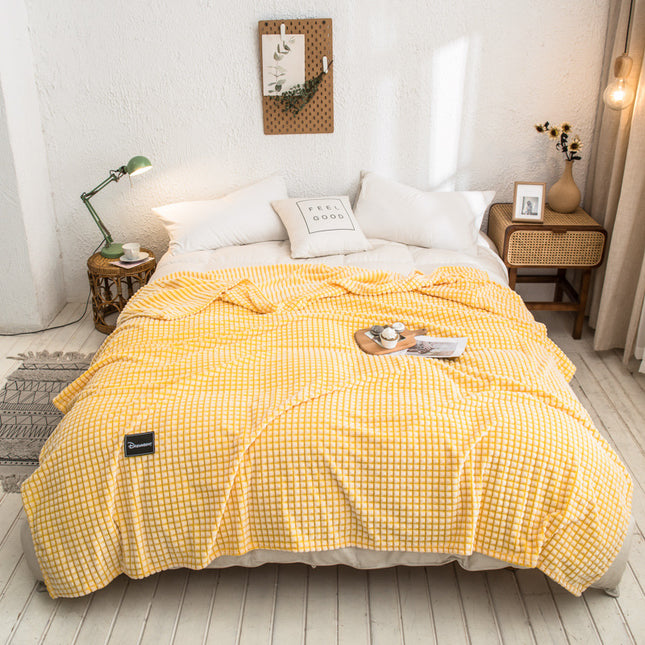 Coral Velvet Blanket, Plush Fleece Blanket, Plaid Fluffy Blanket, Solid Color Soft Blanket for Sofa Bed, Warm and Cozy Blanket