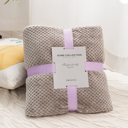 Facecloth blanket, plush fleece blanket, pineapple plaid fluffy blanket, solid color soft blanket for sofa bed, warm cozy blanket