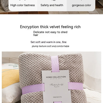 Facecloth blanket, plush fleece blanket, pineapple plaid fluffy blanket, solid color soft blanket for sofa bed, warm cozy blanket