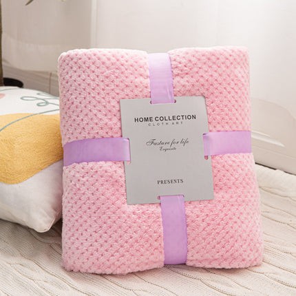 Facecloth blanket, plush fleece blanket, pineapple plaid fluffy blanket, solid color soft blanket for sofa bed, warm cozy blanket