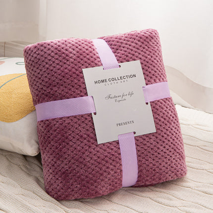 Facecloth blanket, plush fleece blanket, pineapple plaid fluffy blanket, solid color soft blanket for sofa bed, warm cozy blanket