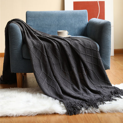 Solid Color Blanket Scandinavian Soft Knitted Blanket Bed Sofa Blanket, Cover Blanket Tail Bed Blanket Sofa Throw With Tassel Decoration