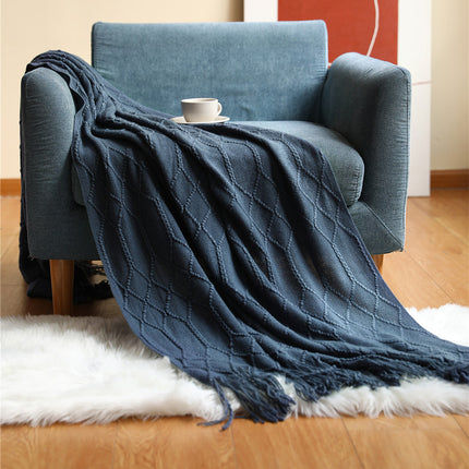 Solid Color Blanket Scandinavian Soft Knitted Blanket Bed Sofa Blanket, Cover Blanket Tail Bed Blanket Sofa Throw With Tassel Decoration