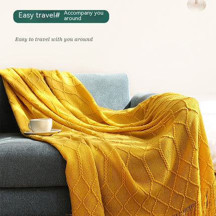 Solid Color Blanket Scandinavian Soft Knitted Blanket Bed Sofa Blanket, Cover Blanket Tail Bed Blanket Sofa Throw With Tassel Decoration