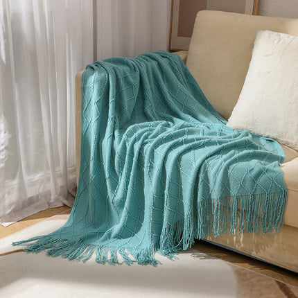 Solid Color Blanket Scandinavian Soft Knitted Blanket Bed Sofa Blanket, Cover Blanket Tail Bed Blanket Sofa Throw With Tassel Decoration