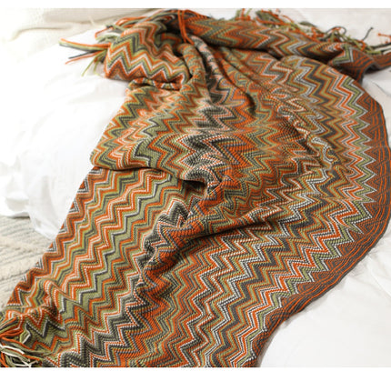 Gewebte Quasten-Sofadecke, Boho-gemusterte Lunch-Decke, bunte Sofadecke, weiche und bequeme Möbeldecke für Bett, Sofa, Stuhl