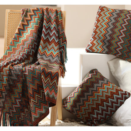 Gewebte Quasten-Sofadecke, Boho-gemusterte Lunch-Decke, bunte Sofadecke, weiche und bequeme Möbeldecke für Bett, Sofa, Stuhl