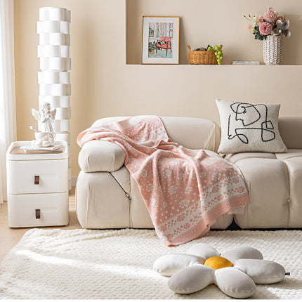 Cozy Knitted Rose Pattern Knitted Blanket Fluffy Warm Knitted Sofa Blanket Nap Office Living Room Air Conditioning Shawl Blanket