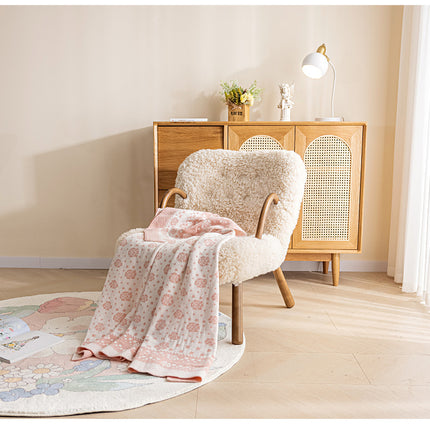 Cozy Knitted Rose Pattern Knitted Blanket Fluffy Warm Knitted Sofa Blanket Nap Office Living Room Air Conditioning Shawl Blanket