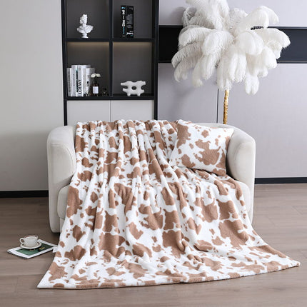 Cashmere Blanket, Faux Rabbit Fur Fluffy Blanket, Printed Milk Textured Plush Soft Blanket, Fluffy Fleece Blanket, For Sofa Bed, Warm and Cozy Coveri