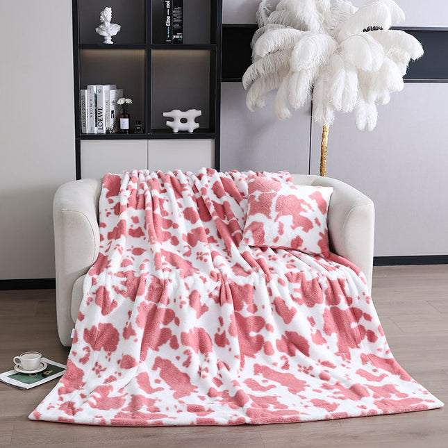 Cashmere Blanket, Faux Rabbit Fur Fluffy Blanket, Printed Milk Textured Plush Soft Blanket, Fluffy Fleece Blanket, For Sofa Bed, Warm and Cozy Coveri