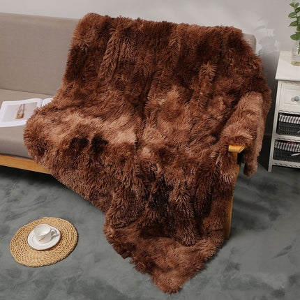 Throw Blanket, Solid Tie -Dye PV Plush Soft Blanket Fuzzy Long Hair Shaggy Blankets Fluffy Warm Cozy Blankets for Bed Couch Sofa