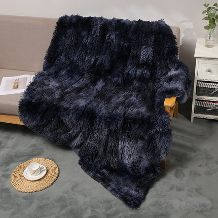 Throw Blanket, Solid Tie -Dye PV Plush Soft Blanket Fuzzy Long Hair Shaggy Blankets Fluffy Warm Cozy Blankets for Bed Couch Sofa