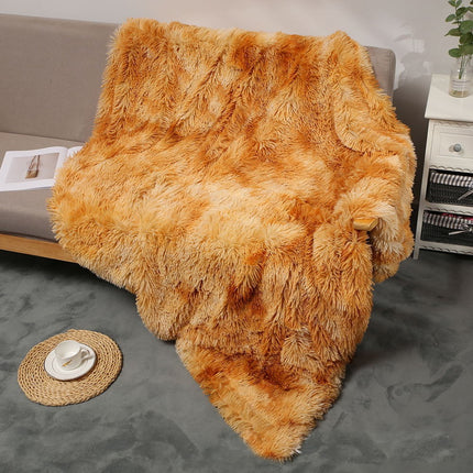 Throw Blanket, Solid Tie -Dye PV Plush Soft Blanket Fuzzy Long Hair Shaggy Blankets Fluffy Warm Cozy Blankets for Bed Couch Sofa