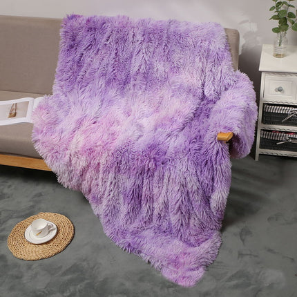 Throw Blanket, Solid Tie -Dye PV Plush Soft Blanket Fuzzy Long Hair Shaggy Blankets Fluffy Warm Cozy Blankets for Bed Couch Sofa