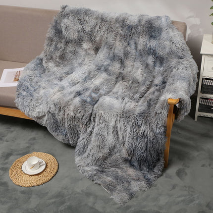 Throw Blanket, Solid Tie -Dye PV Plush Soft Blanket Fuzzy Long Hair Shaggy Blankets Fluffy Warm Cozy Blankets for Bed Couch Sofa