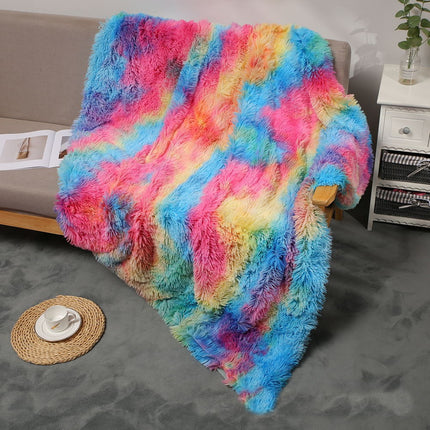 Throw Blanket, Solid Tie -Dye PV Plush Soft Blanket Fuzzy Long Hair Shaggy Blankets Fluffy Warm Cozy Blankets for Bed Couch Sofa