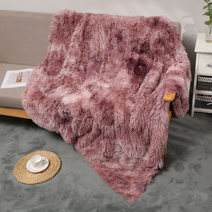 Throw Blanket, Solid Tie -Dye PV Plush Soft Blanket Fuzzy Long Hair Shaggy Blankets Fluffy Warm Cozy Blankets for Bed Couch Sofa