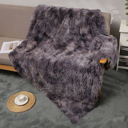 Throw Blanket, Solid Tie -Dye PV Plush Soft Blanket Fuzzy Long Hair Shaggy Blankets Fluffy Warm Cozy Blankets for Bed Couch Sofa