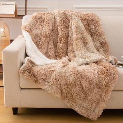 Couverture en laine d'agneau de couleur unie, couverture douce en peluche, couverture à poils longs, moelleuse, chaude et confortable pour lit et canapé
