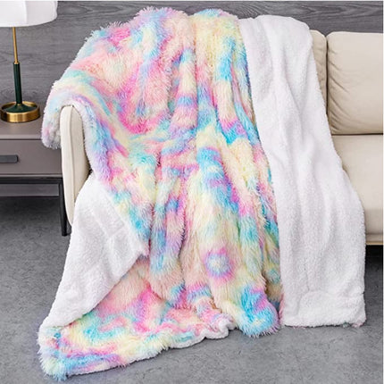 Couverture en laine d'agneau de couleur unie, couverture douce en peluche, couverture à poils longs, moelleuse, chaude et confortable pour lit et canapé
