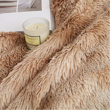 Couverture en laine d'agneau de couleur unie, couverture douce en peluche, couverture à poils longs, moelleuse, chaude et confortable pour lit et canapé