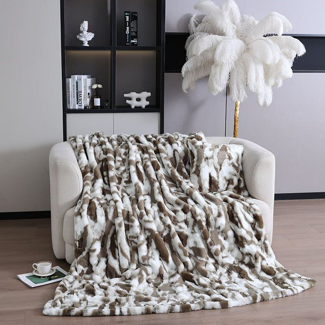 Cashmere Blanket, Faux Rabbit Fur Fluffy Blanket, Plush Soft Blanket, Plush Fleece Blanket for Sofa Bed, Warm Cozy Covering Blanket