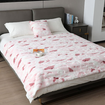 Couverture en cachemire, couverture moelleuse en fausse fourrure de lapin, couverture douce en peluche, couverture en polaire en peluche pour canapé-lit, couverture chaude et confortable