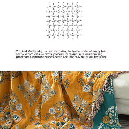 Cotton Tassel Sofa Towel Floral Pattern Double Sided Sofa Cover Dustproof Sofa Blanket Cover Blanket Towel Quilt