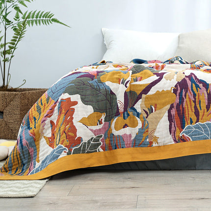 Couverture en coton couverture de canapé-lit en mousseline douce couverture de gaze respirante multicouche pour toutes les saisons couverture en mousseline douce et légère